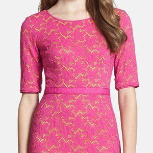 Maggy London Star Flower Elbow Sleeve Stretch Lace Sheath Dress
